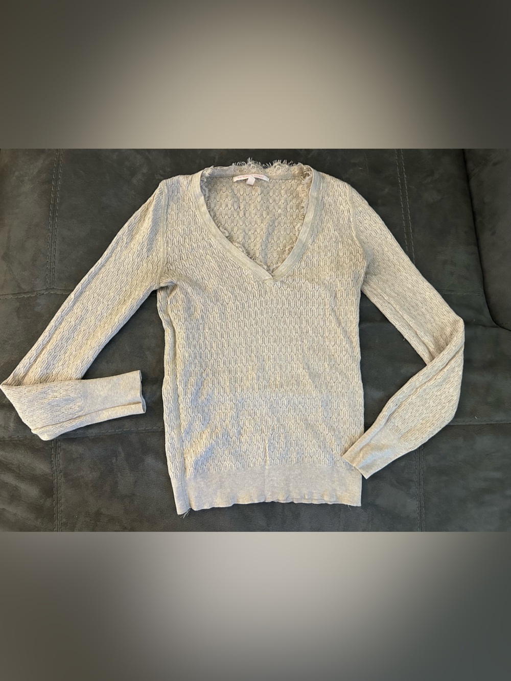 Victoria's Secret Light Gray V-Neck Knit Sweater